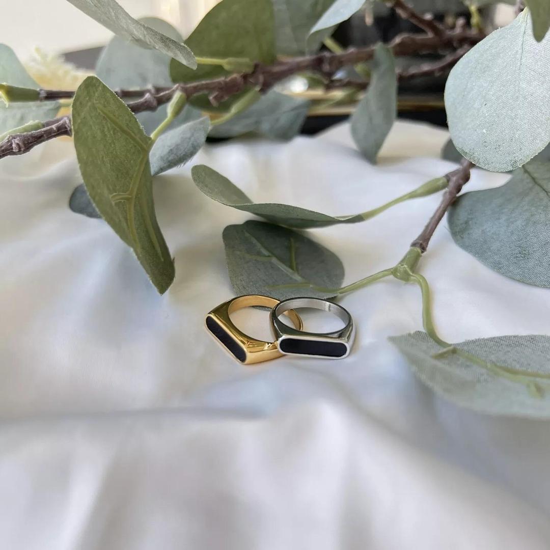 Unisex Rings, Black Gemstone Ring